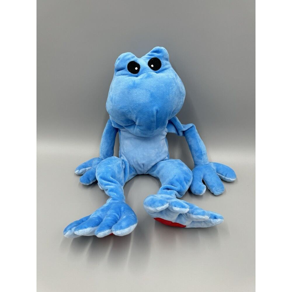 Noahs Ark Workshop Blue Frog 16”‎ Heart Feet Stuffed Animal No Tag